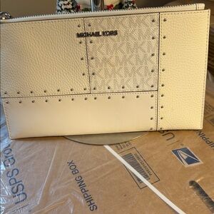 Michael Kors Cream Studded Clutch nwt